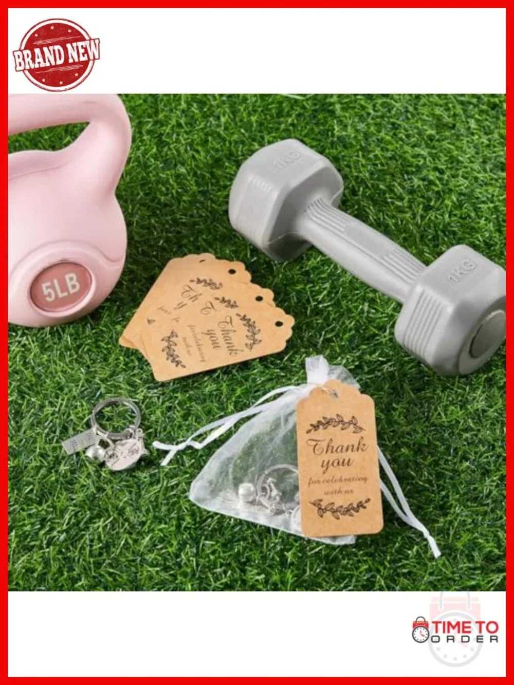 151 Pcs Fitness Keychain Set with Gift Bags and Thank You Cards